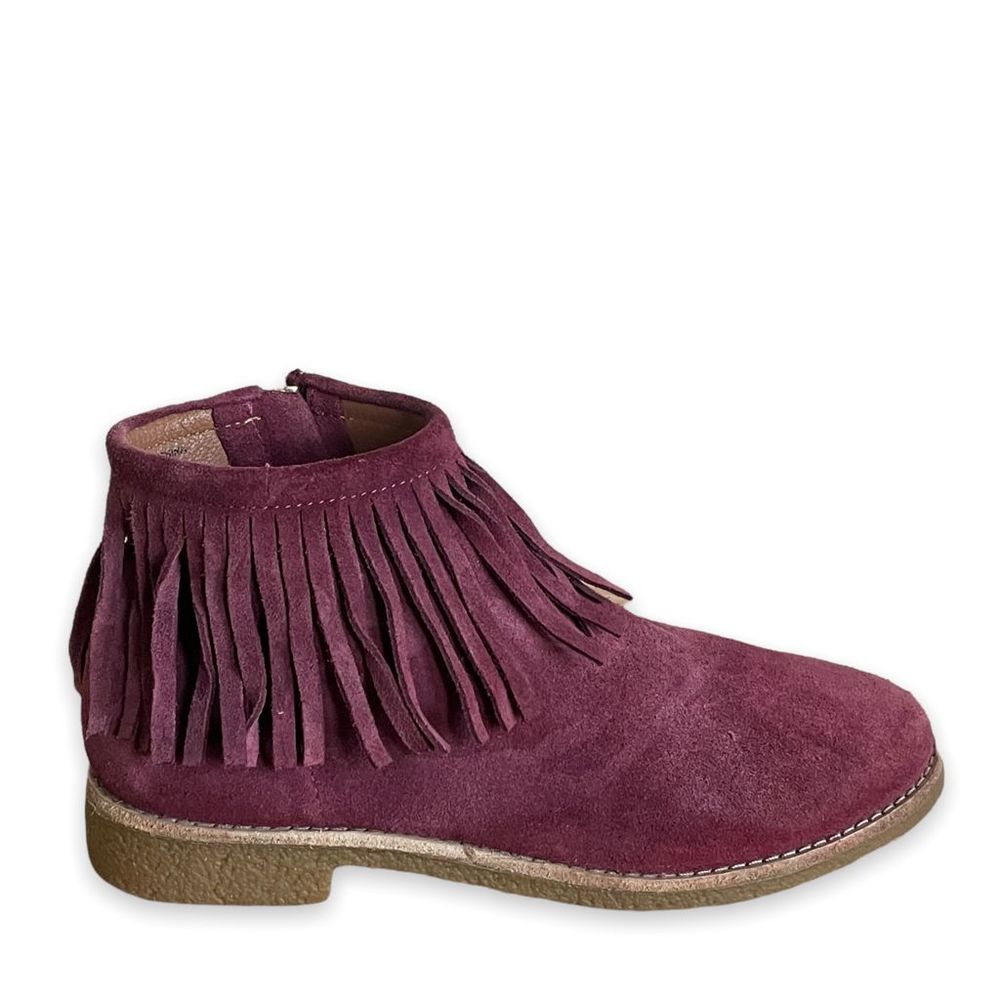 KATE SPADE New York Oxblood Red BETSIE Fringed Suede Ankle Boots Shoes
